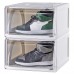 2-Pack Stackable Shoe Box, Sneaker Storage Organizer with Drawer Pull-Out Sliding, Side View