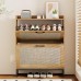 2-Tier Rattan Shoe Cabinet, Modern Wooden Shoe Storage Organizer with Flip Drawers, Adjustable Shelves & Metal Base, Entryway Shoe Rack with Top Shelf for Hallway, Living Room, Light Oak 2-Tier Rattan Shoe Cabinet, Modern Wooden Shoe Storage Organizer with Flip Drawers, Adjustable Shelves & Metal Base, Entryway Shoe Rack with Top Shelf for Hallway, Living Room, Light Oak