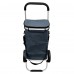 Foldable Shopping Cart, Grocery Bag Trolley with Wheels, Insulated and Removeable Bag, Aluminum Frame (Navy)