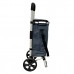 Foldable Shopping Cart, Grocery Bag Trolley with Wheels, Insulated and Removeable Bag, Aluminum Frame (Navy)