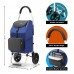 WIKINK Foldable Shopping Trolley, Portable Grocery Cart with 29L Removable Bag, Insulated Pouch, Aluminum Frame (Blue)