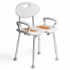 Heavy Duty Shower Chair with Armrests, Back Support, 5 Adjustable Height, 300lb Weight Capacity for Seniors, Elderly, Handicap Disabled, Pregnant, Adults - BIG001