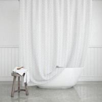 Shower Curtain, Grey White Geometric Bathroom Curtain, 100% Polyester Fabric, 12 Buttonholes, Machine Washable, Modern Bath Decor for Home, Apartment, Condo