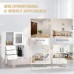 Sideboard Cabinet, White Accent Cabinet with Sliding Glass Door, 3 Drawers, Modern Buffet Cabinet with Storage - BCAL098WH