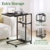 ODIKA Side Table, Under Seating Table with Rolling Wheels, Integrated Power, Adjustable C-Shaped End Table for Home, Living Room, Bedroom (Black) - ET-CS-GY-41823
