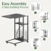 ODIKA Side Table, Under Seating Table with Rolling Wheels, Integrated Power, Adjustable C-Shaped End Table for Home, Living Room, Bedroom (Black) - ET-CS-GY-41823