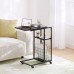 ODIKA Side Table, Under Seating Table with Rolling Wheels, Integrated Power, Adjustable C-Shaped End Table for Home, Living Room, Bedroom (Black) - ET-CS-GY-41823