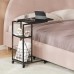 ODIKA Side Table, Under Seating Table with Rolling Wheels, Integrated Power, Adjustable C-Shaped End Table for Home, Living Room, Bedroom (Black) - ET-CS-GY-41823