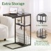 ODIKA Side Table, Under Seating Table with Integrated Power, Adjustable C-Shaped End Table for Home, Living Room, Bedroom (Black) - ET-CS-GY-81822