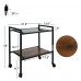 ODIKA 2-Tier Side Table, Rolling End Table with Glass Top, Rolling Wheels for Home, Living Room, Bedroom - ET-GT-WL-101023