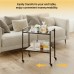 ODIKA 2-Tier Side Table, Rolling End Table with Glass Top, Rolling Wheels for Home, Living Room, Bedroom - ET-GT-WL-101023