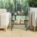 ODIKA 2-Tier Side Table, Rolling End Table with Glass Top, Rolling Wheels for Home, Living Room, Bedroom - ET-GT-WL-101023