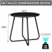 Outdoor Side Table, Round Modern Metal Side Table End Table for Home, Garden, Balcony, Yard (Black) - QFT-WFST016BL