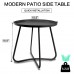 Outdoor Side Table, Round Modern Metal Side Table End Table with Raised Edge for Home, Garden, Balcony, Yard (Black) - QFT-WFSTA001BL