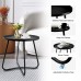 Outdoor Side Table, Round Modern Metal Side Table End Table with Raised Edge for Home, Garden, Balcony, Yard (Black) - QFT-WFSTA001BL