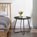 Outdoor Side Table, Round Modern Metal Side Table End Table with Raised Edge for Home, Garden, Balcony, Yard (Black) - QFT-WFSTA001BL