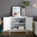 31.5 inch Sideboard Buffet Cabinet, Accent Storage Cabinet with Rattan Doors, Adjustable Shelf, Steel Legs for Home, Dining Room, Living Room (White) - CYX2321-W