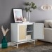 31.5 inch Sideboard Buffet Cabinet, Accent Storage Cabinet with Rattan Doors, Adjustable Shelf, Steel Legs for Home, Dining Room, Living Room (White) - CYX2321-W