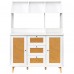 Sideboard Cabinet, Buffet Cabinet with Rattan Doors, 3 Drawers, Open Shelves for Home, Entryway, Dining Room - SMT-WR033W