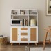 Sideboard Cabinet, Buffet Cabinet with Rattan Doors, 3 Drawers, Open Shelves for Home, Entryway, Dining Room - SMT-WR033W