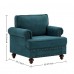 Single-Seat Sofa Chair with Rolled Arms and Nailhead Trim, Velvet Upholstered Accent Armchair with Wooden Legs, Deep Teal Lounge Chair for Living Room Bedroom Model W1708135965