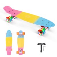 SGODDE 22 inch Kids Mini Skateboard with LED Wheels for Beginners, Girls, Boys, Teens