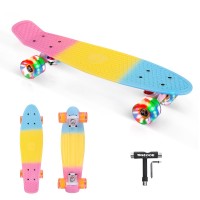 SGODDE 22 inch Kids Mini Skateboard with LED Wheels for Beginners, Girls, Boys, Teens