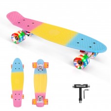 SGODDE 22 inch Kids Mini Skateboard with LED Wheels for Beginners, Girls, Boys, Teens