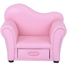  Kids Children's Curved Back Sofa Chair with Storage Drawer - Pink