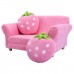 Children Kids Double Seat Sofa Furniture Set with Strawberry Pillows - Pink