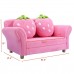 Children Kids Double Seat Sofa Furniture Set with Strawberry Pillows - Pink