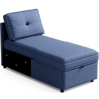 4-in-1 Sleeper Sofa Bed, Linen Fabric Convertible Couch Love Seat with 2 Throw Pillow, Single Recliner, 5 Adjustable Angles Backrest - SF001-CH