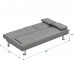 Adjustable Folding Sofa Bed, Modern Faux Leather Sofa with 2 Cup Holders & Removable Armrests for Home, Living Room (Grey) - W58825558