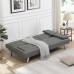 Adjustable Folding Sofa Bed, Modern Faux Leather Sofa with 2 Cup Holders & Removable Armrests for Home, Living Room (Grey) - W58825558