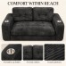 Loveseat Sofa, Black Corduroy Couch with 2 Cup Holders Loveseat Sofa, Black Corduroy Couch with 2 Cup Holders