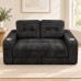 Loveseat Sofa, Black Corduroy Couch with 2 Cup Holders Loveseat Sofa, Black Corduroy Couch with 2 Cup Holders