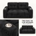 Loveseat Sofa, Black Corduroy Couch with 2 Cup Holders Loveseat Sofa, Black Corduroy Couch with 2 Cup Holders