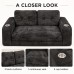 Loveseat Sofa, Black Corduroy Couch with 2 Cup Holders Loveseat Sofa, Black Corduroy Couch with 2 Cup Holders