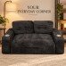 Loveseat Sofa, Black Corduroy Couch with 2 Cup Holders Loveseat Sofa, Black Corduroy Couch with 2 Cup Holders