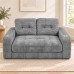 Loveseat Sofa, Black Corduroy Couch with 2 Cup Holders Loveseat Sofa, Black Corduroy Couch with 2 Cup Holders