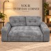 Loveseat Sofa, Black Corduroy Couch with 2 Cup Holders Loveseat Sofa, Black Corduroy Couch with 2 Cup Holders
