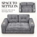 Loveseat Sofa, Black Corduroy Couch with 2 Cup Holders Loveseat Sofa, Black Corduroy Couch with 2 Cup Holders