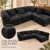 Modular Floor Sofa, Black Textured Sectional Couch, 5 Pillows Modular Floor Sofa, Black Textured Sectional Couch, 5 Pillows