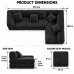 Modular Floor Sofa, Black Textured Sectional Couch, 5 Pillows Modular Floor Sofa, Black Textured Sectional Couch, 5 Pillows