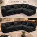 Modular Floor Sofa, Black Textured Sectional Couch, 5 Pillows Modular Floor Sofa, Black Textured Sectional Couch, 5 Pillows