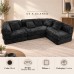 Modular Floor Sofa, Black Textured Sectional Couch, 5 Pillows Modular Floor Sofa, Black Textured Sectional Couch, 5 Pillows