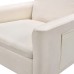 Sofa Chair with Ottoman, Modern Velvet Upholstered Accent Chair with Footrest, Storage Pocket for Living Room, Bedroom, Office (Beige) - YLCH1014