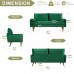 Velvet Sofa, 68 inch Mid Century Modern 3-Seater Sofa with 2 Pillows for Home, Office - MC9551
