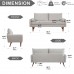 Velvet Sofa, 68 inch Mid Century Modern 3-Seater Sofa with 2 Pillows for Home, Office - MC9551