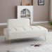 56.3" Inch Modern Loveseat Sofa, Upholstered Armless 2 Seater Couch Bench with Teddy Fabric, Gold Metal Legs for Home, Living Room (Beige) - W2677P195004